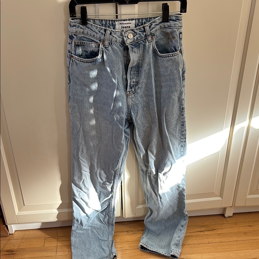 Reformation Blue Straight Jeans